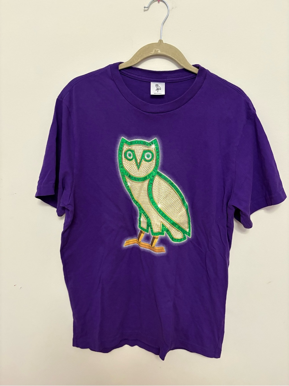 Vintage OVO October’s Very Own Purple Jeweled Owl Graphic T-Shirt Made in Canada